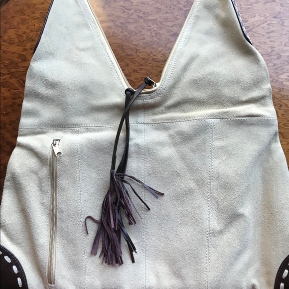 Cream suede leather bag, made in Italy - Picture 1 of 6